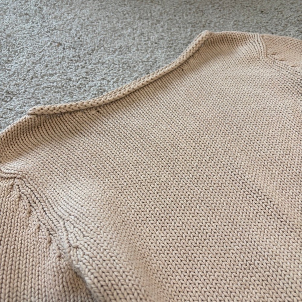 Boden Cotton Pullover Sweater Womens S Tan Colorblock Boatneck Preppy Minimalist - Picture 2 of 6